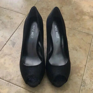 Nine West Glitter Peep Toe Heels